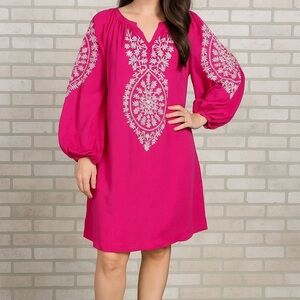 Rungolee Silk Pink Embroidered Shift Dress Size XS
